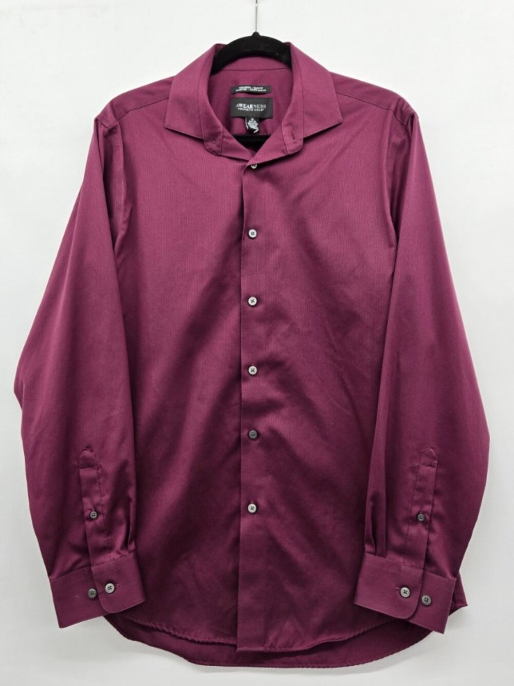 Awearness Kenneth Cole Non-Iron Slim Fit Burgundy Dress Shirt Men's Size 16 34/3